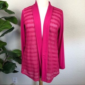 Plus Size Hot Pink Open Crochet Front Cardigan